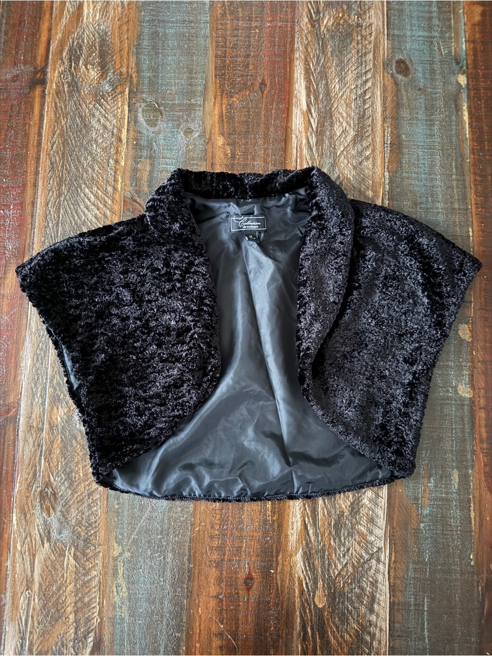 Dressbarn Collection Women’s M Black Faux Fur Open Bolero | SKU 1006